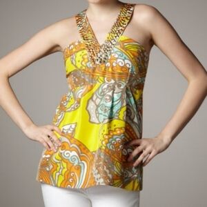 Kate Spade Jana Beaded Silk Sleeveless V-Neck Top Size 0